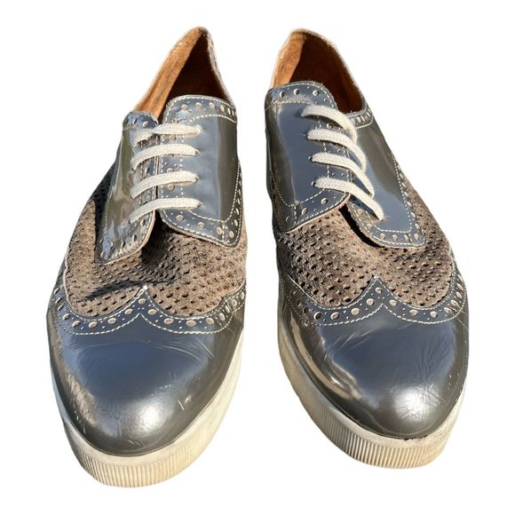 Aquatalia by Marvin K. Silver Oxford Lace up Platform Size 10 Made in Italy - Picture 7 of 8
